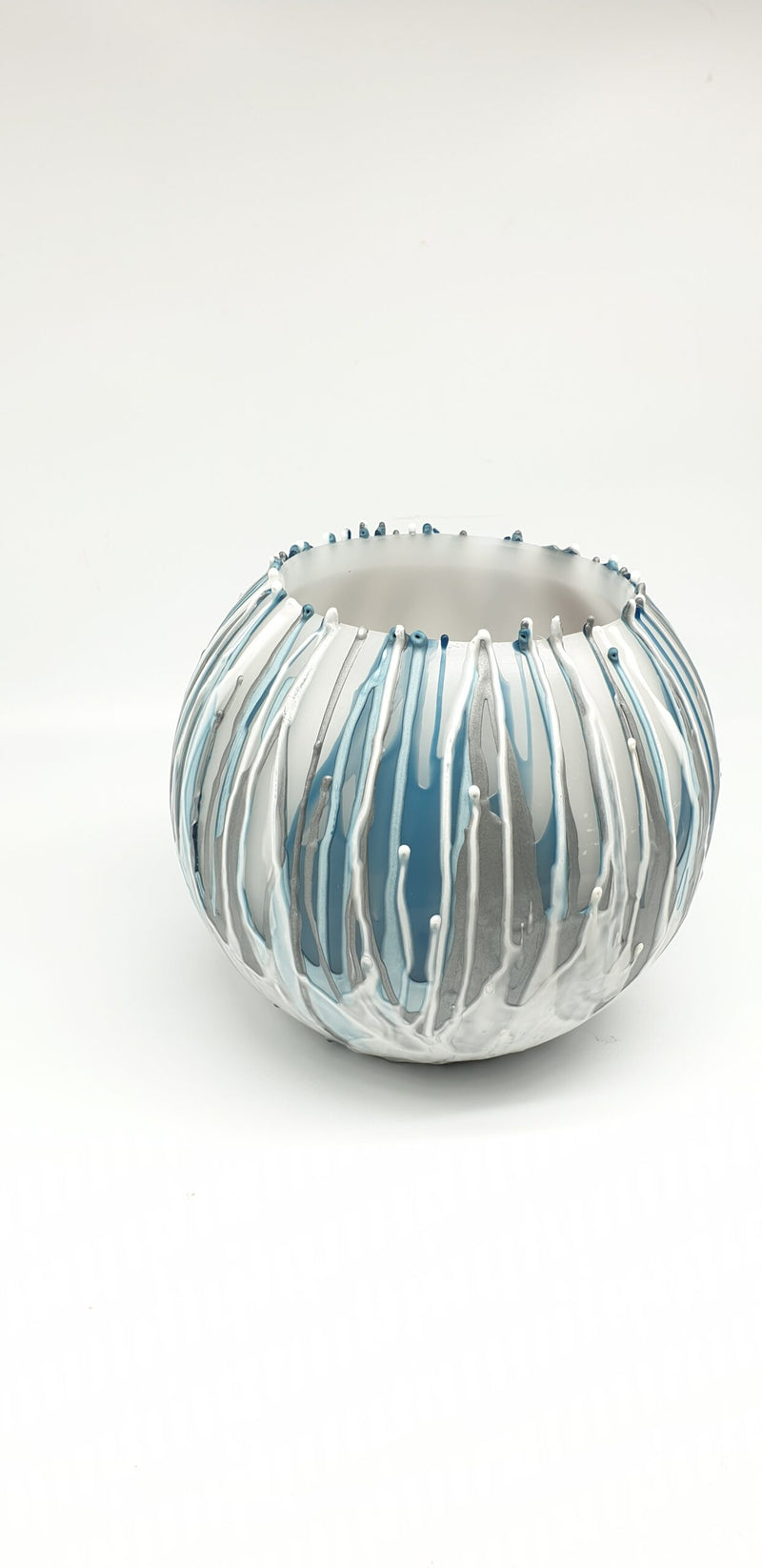 Wax Lantern Aqua Silver White