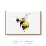 a watercolor painting of a yellow and black bee