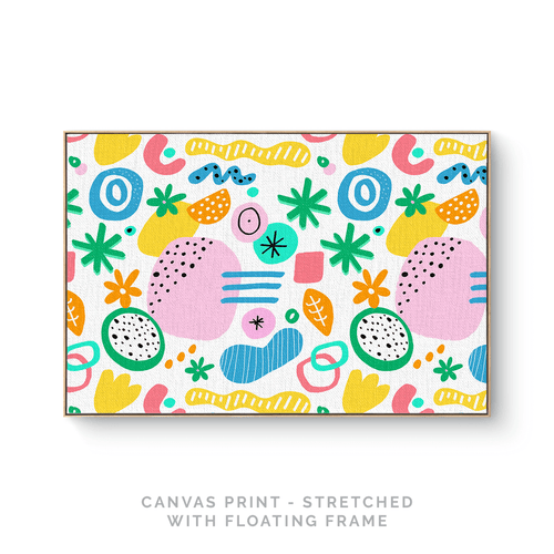 a canvas with a colorful pattern on it